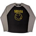 Nirvana Yellow Happy Face Raglan Black & Grey M T-shirt