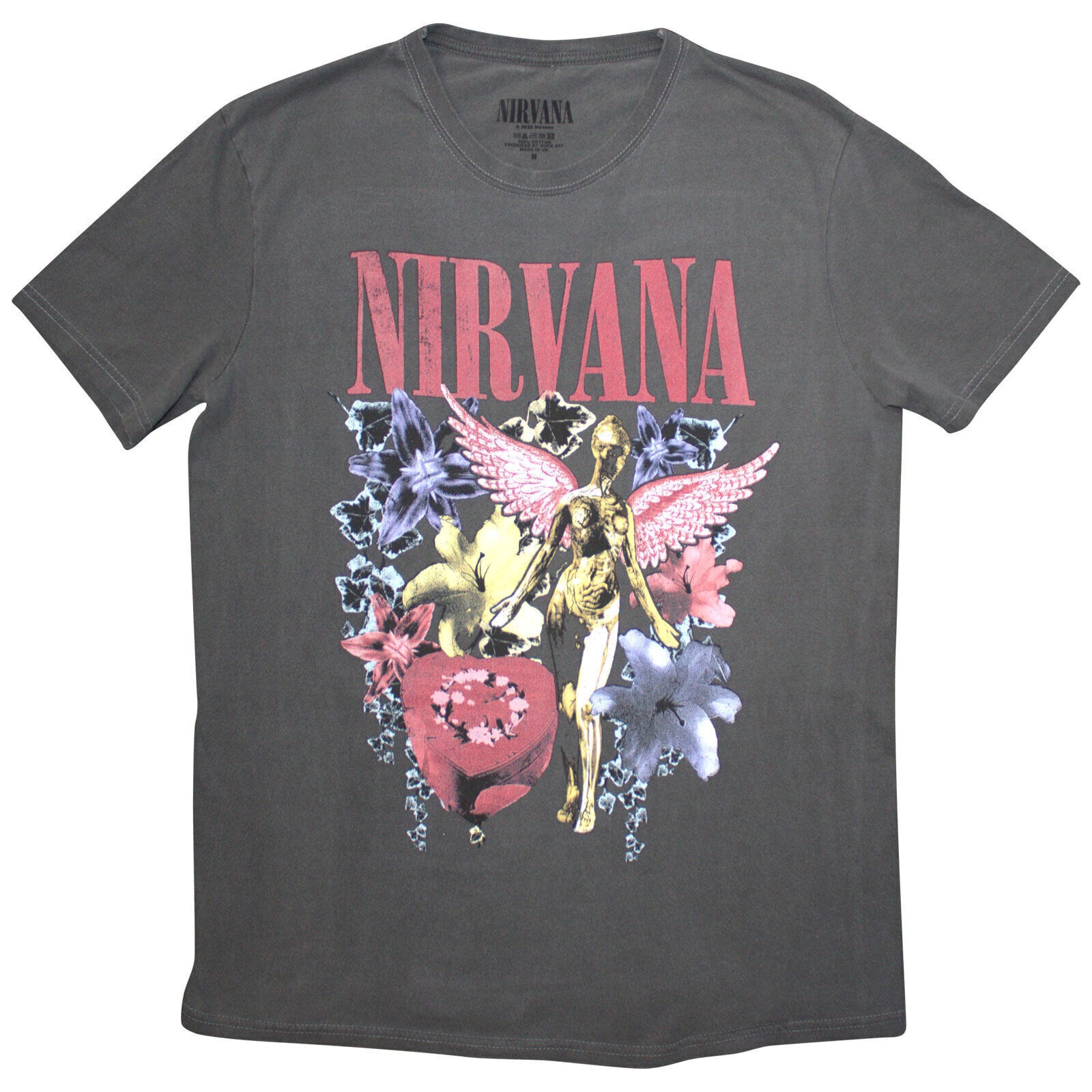 T-Shirt Nirvana In Utero Vintage Collage (Stone Wash) Charcoal Grey XL T-Shirt
