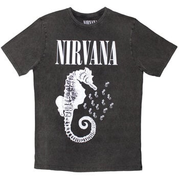 Camiseta de manga corta Nirvana Seahorse & Logo Mono (Stone Wash) Charcoal Grey S Camiseta de manga corta - 1