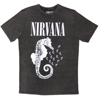 T-Shirt Nirvana Seahorse & Logo Mono (Stone Wash) Charcoal Grey M T-Shirt - 1
