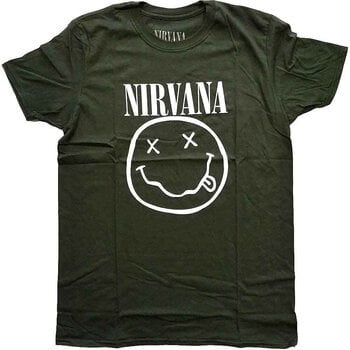 T-Shirt Nirvana White Happy Face Dark Green M T-Shirt - 1