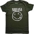 Nirvana White Happy Face Dark Green XL Majica