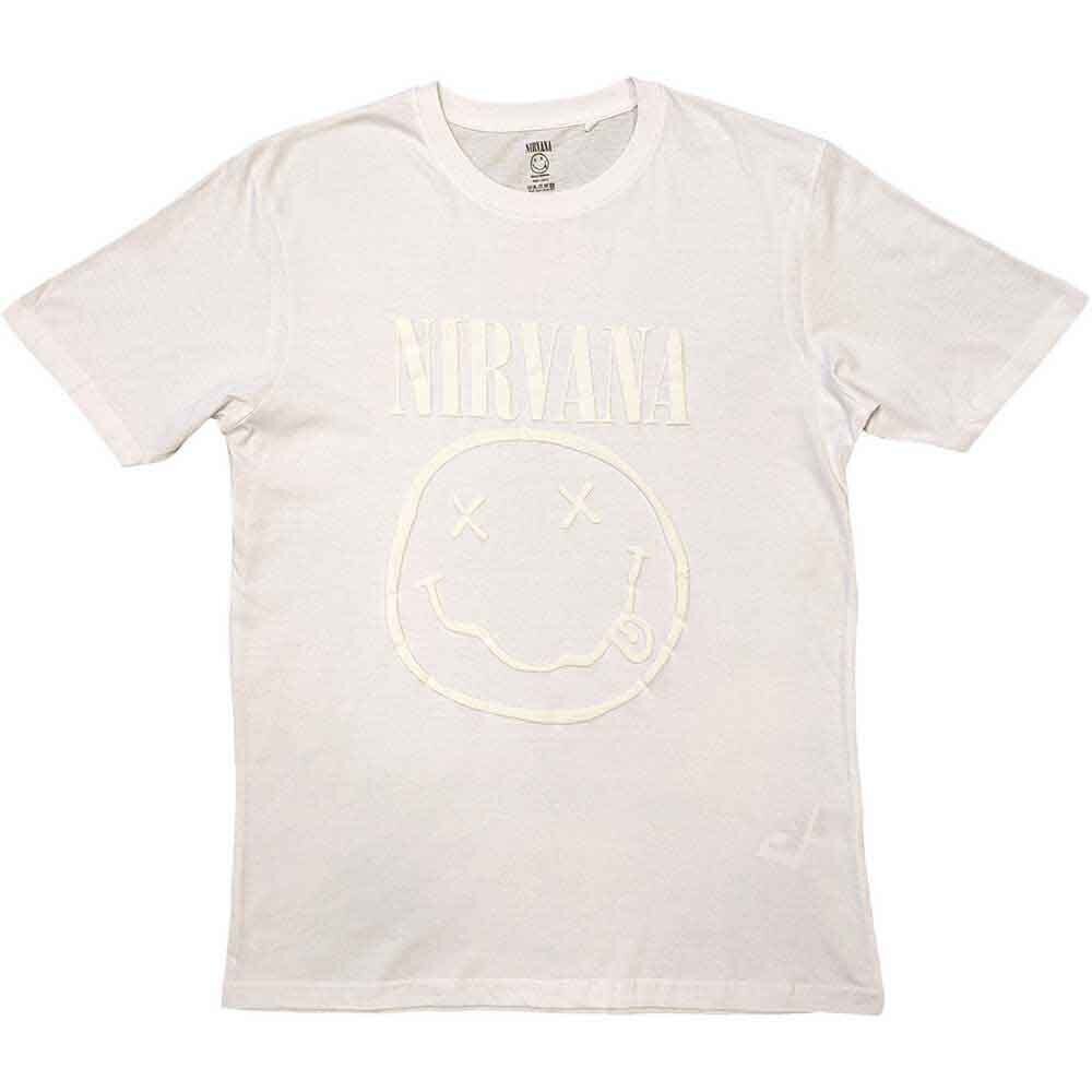 T-särk Nirvana White Happy Face (Hi-Build White-On-White) White XL T-särk
