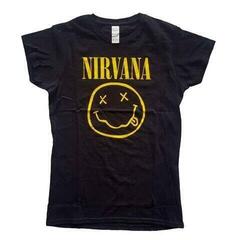 Shirt Nirvana Yellow Happy Face Black XS Dames Shirt