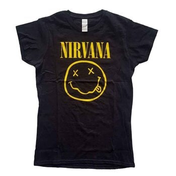Shirt Nirvana Yellow Happy Face Black XS Dames Shirt - 1