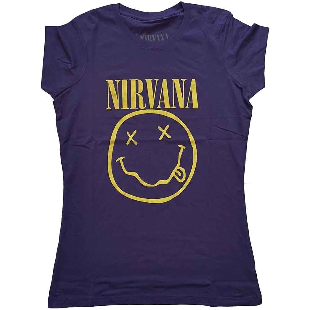 Shirt Nirvana Yellow Happy Face Purple L Dames Shirt