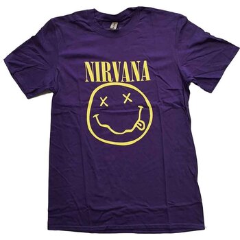 Marškinėliai Nirvana Yellow Happy Face Purple 3XL Marškinėliai - 1