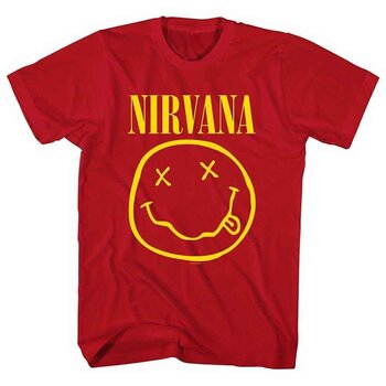 T-shirt Nirvana Yellow Happy Face Red L T-shirt - 1