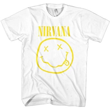 Marškinėliai Nirvana Yellow Happy Face White 2XL Marškinėliai - 1
