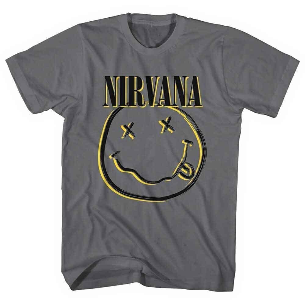 Tričko Nirvana Inverse Happy Face Charcoal Grey XS Tričko