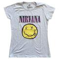 Nirvana Xerox Happy Face Pink Heather Grey S Ladies T-Shirt