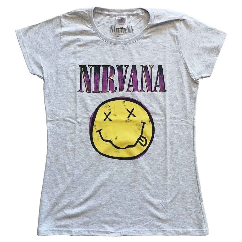 Tricou Nirvana Xerox Happy Face Pink Heather Grey XL Damă Tricou