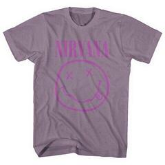 T-Shirt Nirvana Purple Happy Face Dusky Pink L T-Shirt
