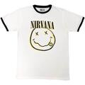 Nirvana Double Happy Face Ringer White L Tričko