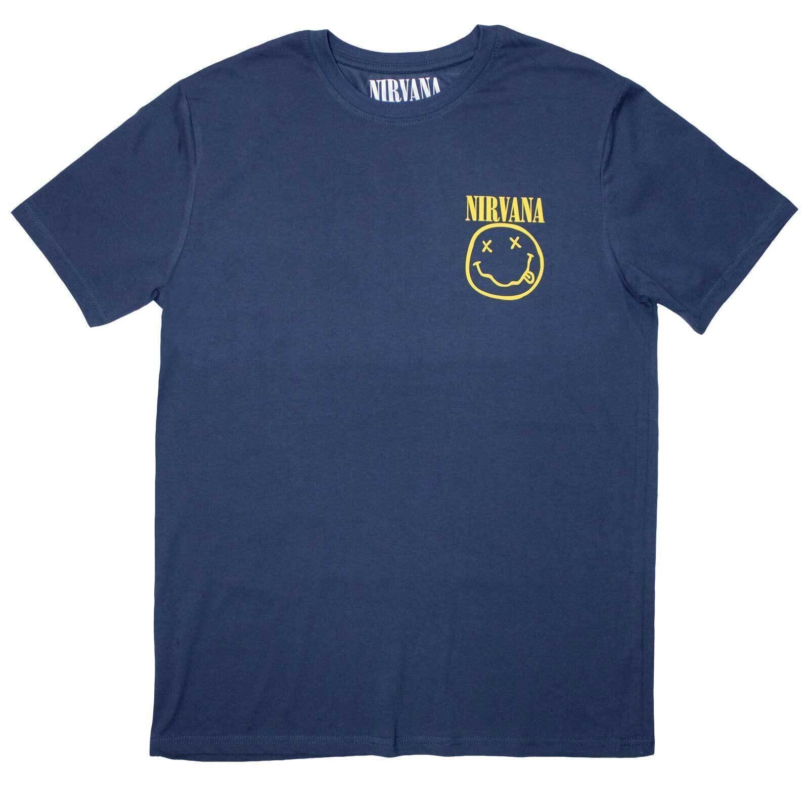 T-Shirt Nirvana Mini Happy Face Denim Blue L T-Shirt