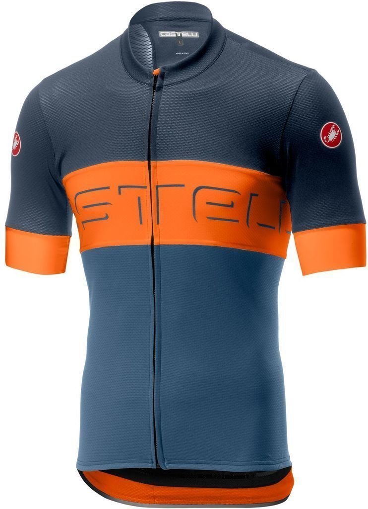 Μπλούζα Ποδηλασίας Castelli Prologo VI Mens Jersey Dark Steel Blue/Orange/Steel Blue L