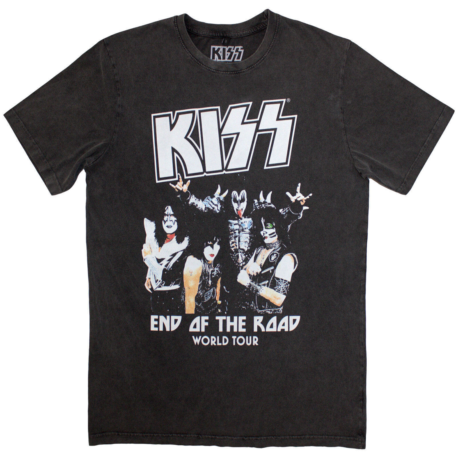Camiseta de manga corta Kiss End Of The Road World Tour (Stone Wash) Charcoal Grey XL Camiseta de manga corta