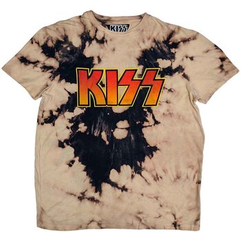 T-Shirt Kiss Classic Logo (Wash Collection) Dip Dye Tan And Black L T-Shirt - 1