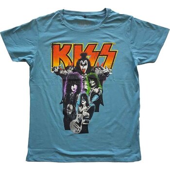 T-Shirt Kiss Neon Band Blue L T-Shirt - 1
