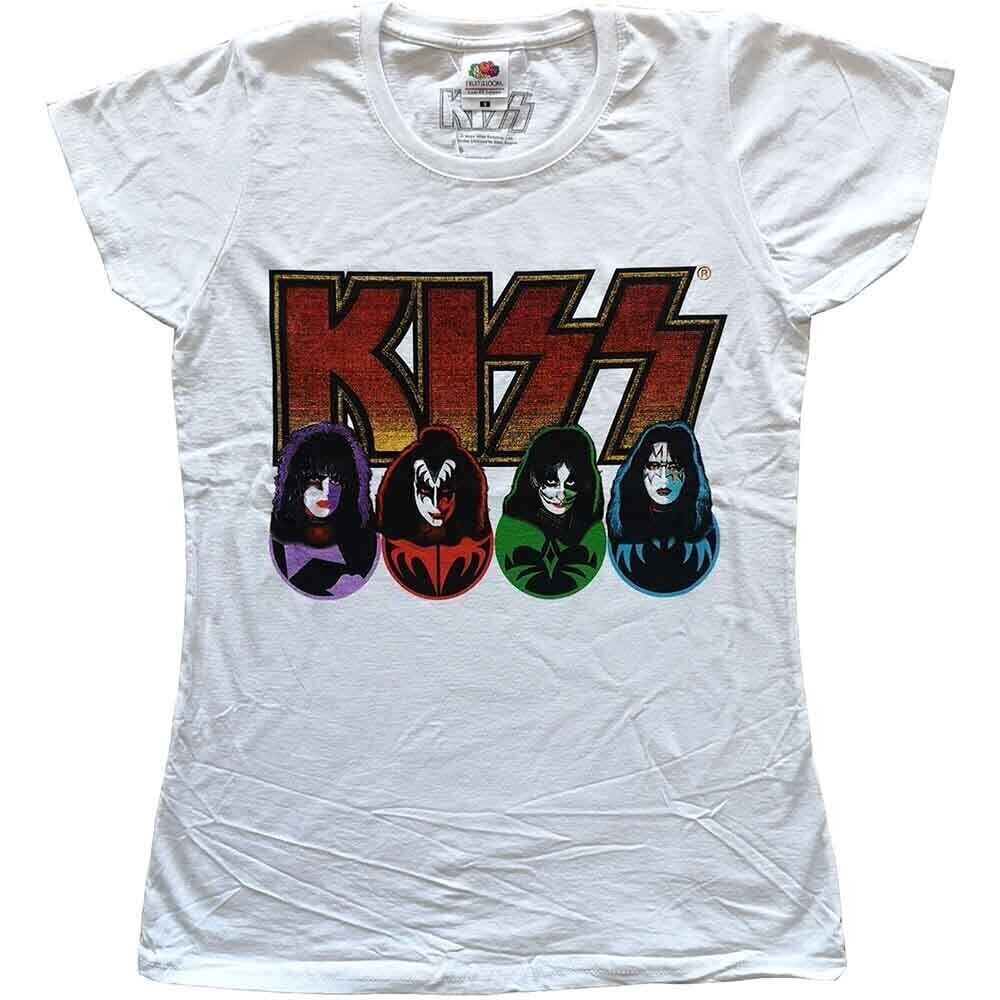 T-shirt Kiss Logo, Faces & Icons White M Femme T-shirt