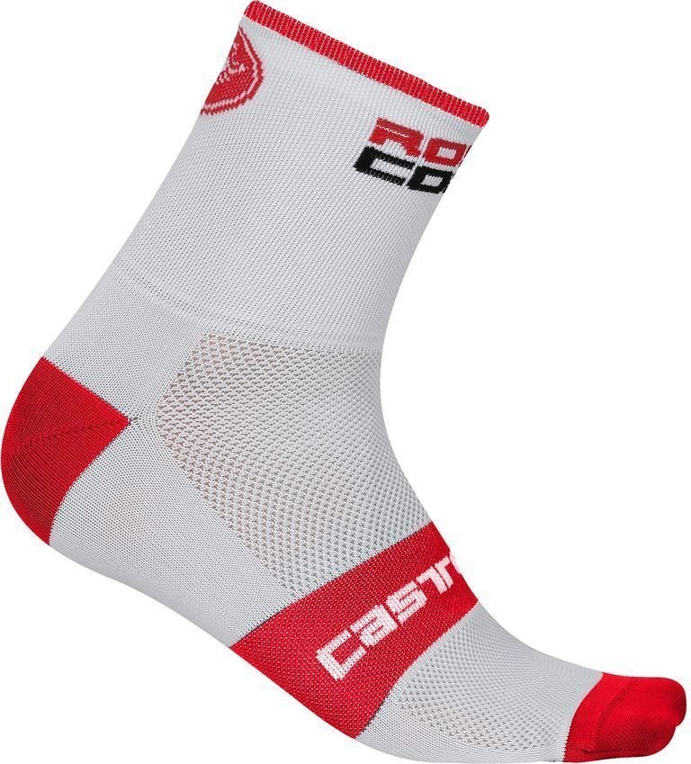 Biciklistički čarape Castelli Rosso Corsa 9 čarape White/Red S/M