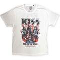 Kiss End Of The Road Band Playing (Back Print) White L T-shirt