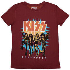 T-Shirt Kiss Destroyer 3D Logo Red L Ladies T-Shirt