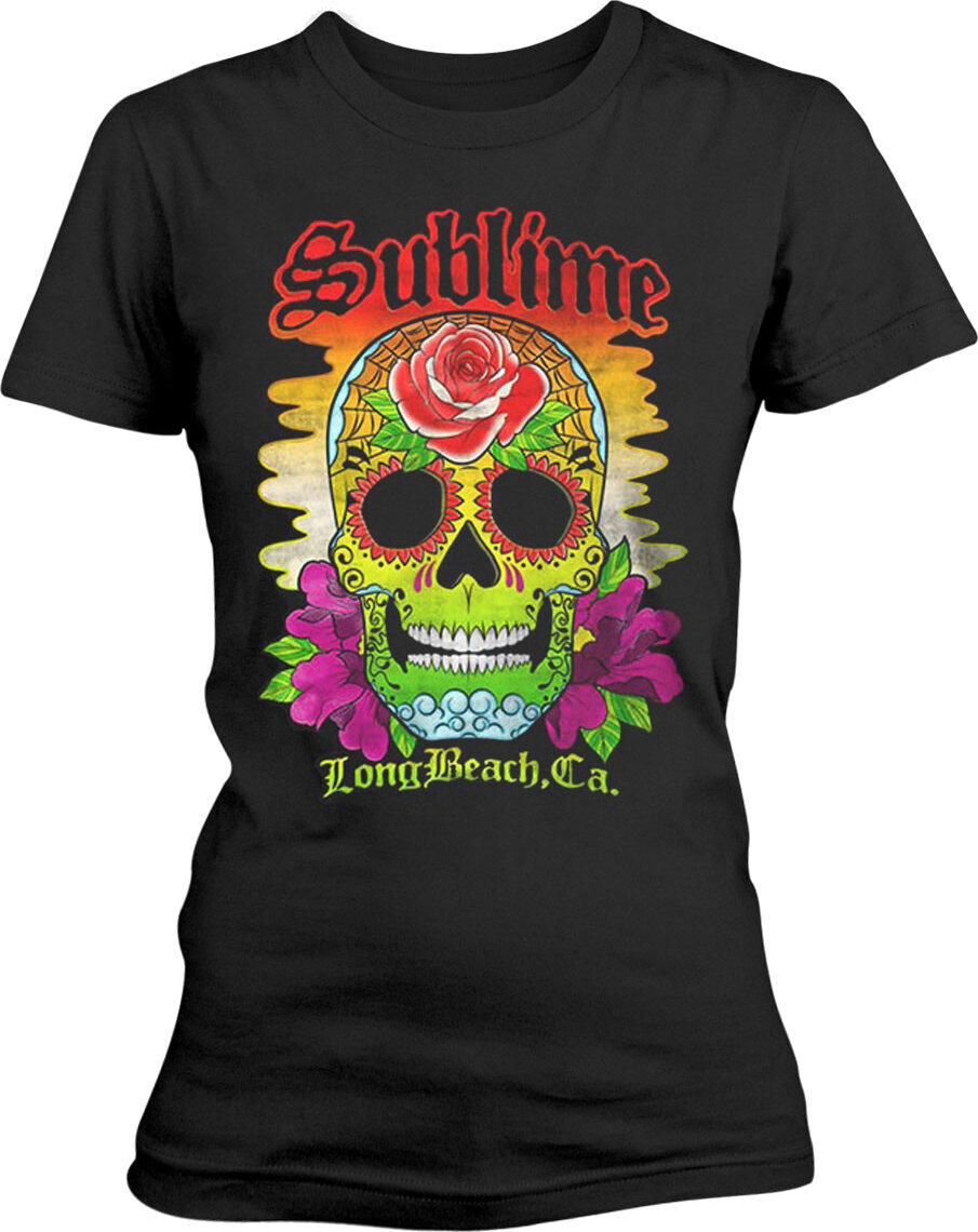 T-shirt Sublime Colour Skull Black 2XL Feminino T-shirt