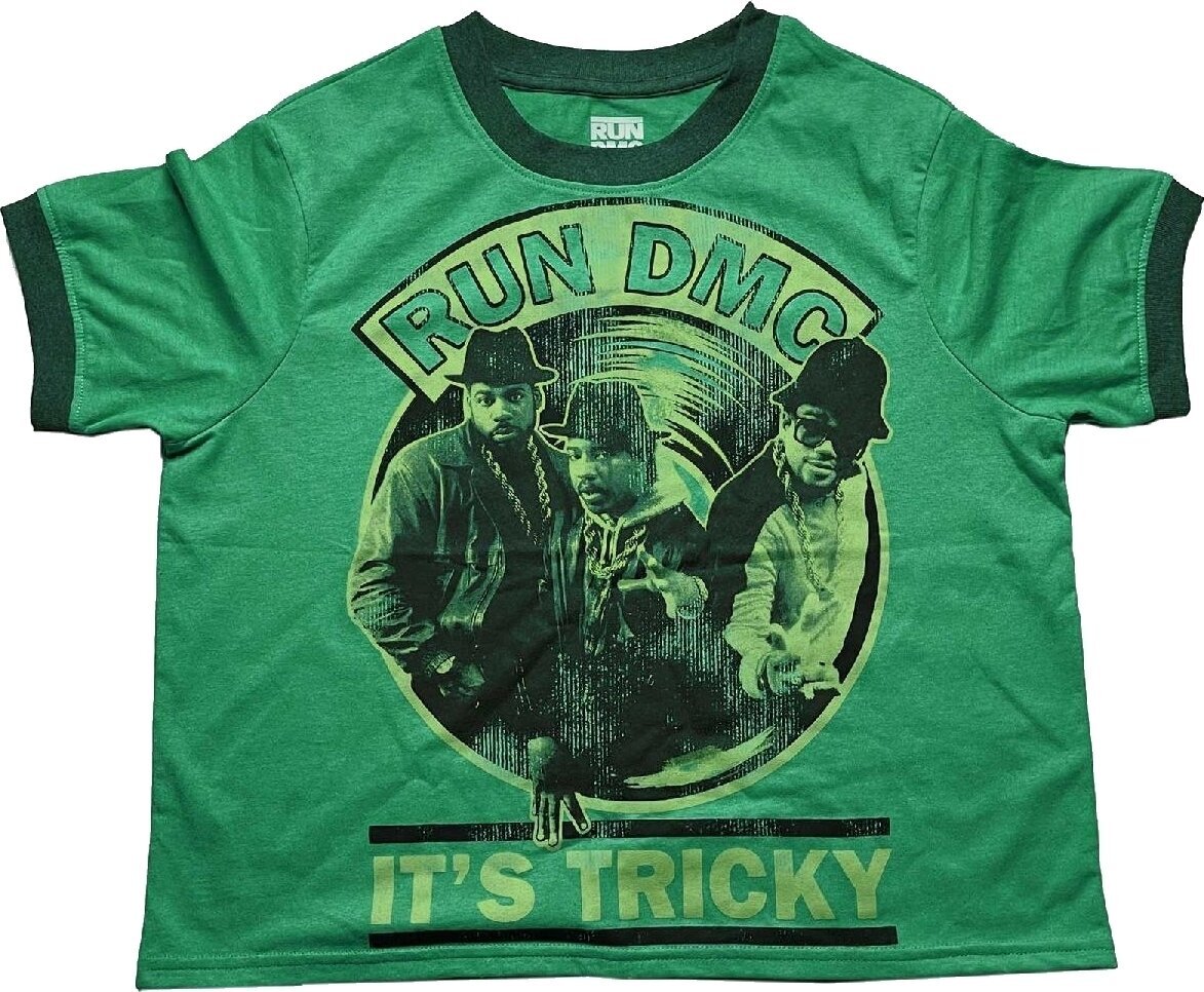 Marškinėliai Run DMC It's Tricky Record Vintage Green S Moteriški Marškinėliai