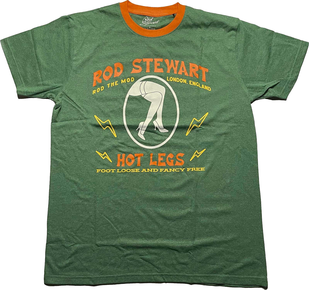 T-shirt Rod Stewart Hot Legs Ringer Green XL T-shirt