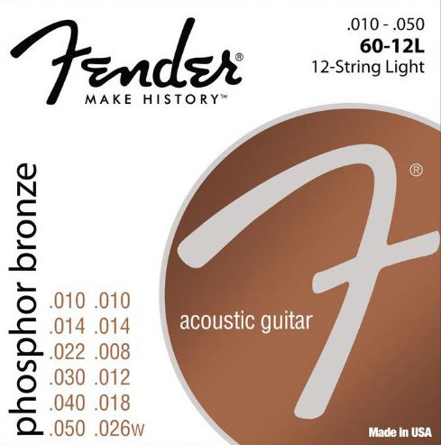 Cordes de guitares acoustiques Fender Phosphor Bronze Acoustic Guitar Strings - Light