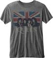Queen Vintage Union Jack Burnout Charcoal Grey XL T-shirt