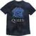 T-Shirt Queen Blue Crest (Wash Collection) Dip-Dye On Black 2XL T-Shirt