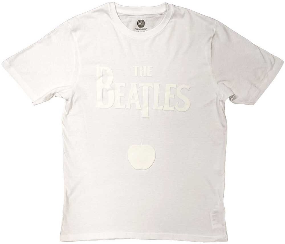 T-Shirt The Beatles Drop T Logo & Apple White-on-White (Hi-Build White-On-White) White 2XL T-Shirt