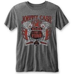 T-Shirt Johnny Cash Ring of Fire Burnout Charcoal Grey 2XL T-Shirt