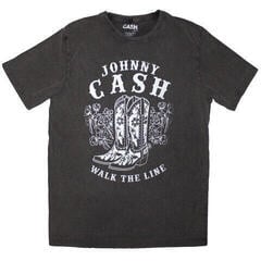 T-shirt Johnny Cash Walk The Line Boots (Stone Wash) Charcoal Grey 2XL T-shirt