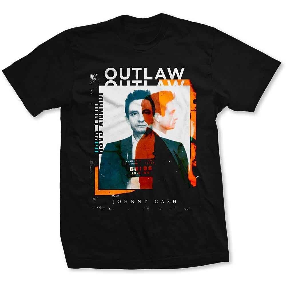 Camiseta de manga corta Johnny Cash Outlaw Photo Black S Camiseta de manga corta