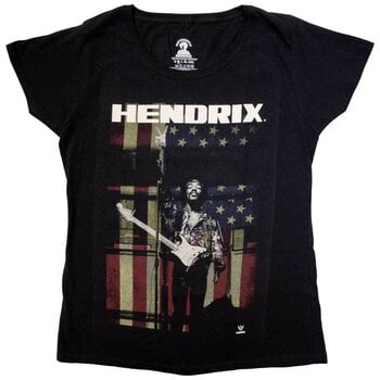 T-shirt Jimi Hendrix Peace Flag Black L Feminino T-shirt - 1