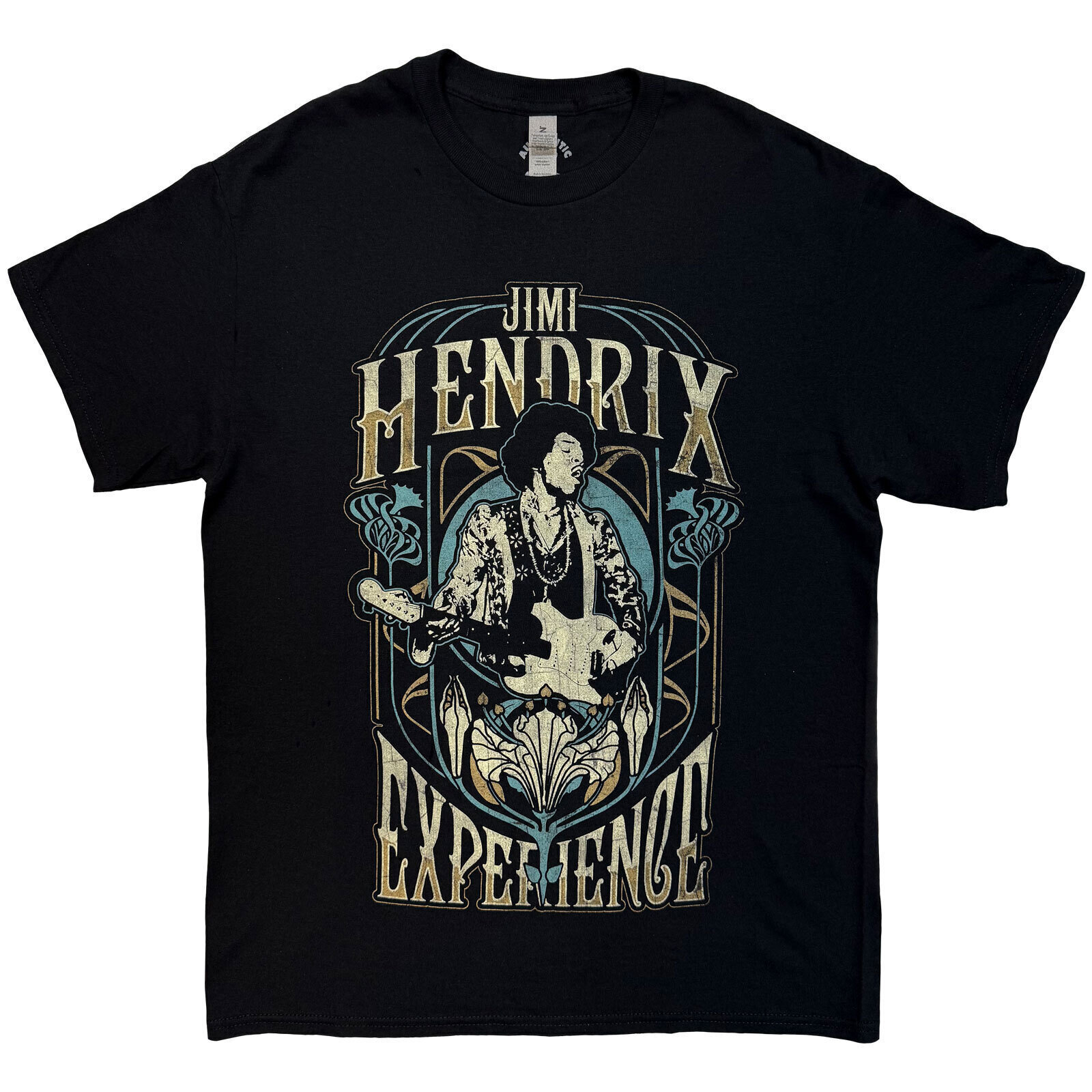 T-Shirt Jimi Hendrix Art Nouveanu Black 2XL T-Shirt