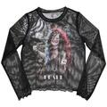 Janis Joplin Pearl Garden (Mesh) Black S Ladies T-Shirt
