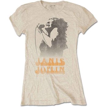 T-Shirt Janis Joplin Working The Mic Sand M Damen T-Shirt - 1