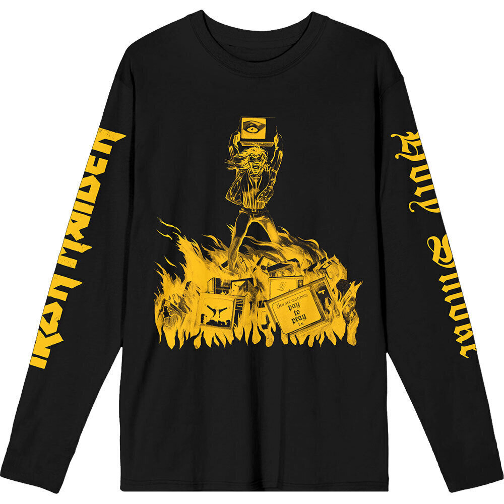 T-shirt Iron Maiden Holy Smoke Isolated Yellow (Sleeve Print) Black M T-shirt