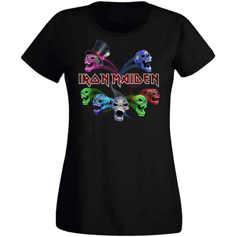 T-shirt Iron Maiden Legacy of the Beast Live Album Skulls (Back Print) Black M Feminino T-shirt