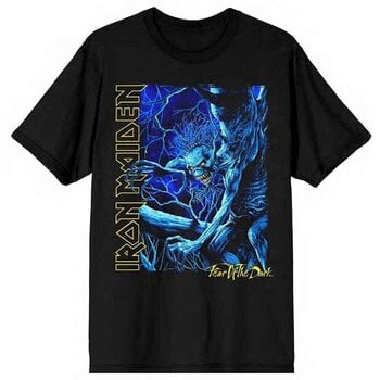 T-Shirt Iron Maiden Fear of the Dark Blue Tone Eddie Vertical Logo Black 2XL T-Shirt - 1