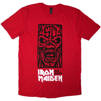Tričko Iron Maiden Est. 1975 Stamp Logo Black Red L Tričko - 1