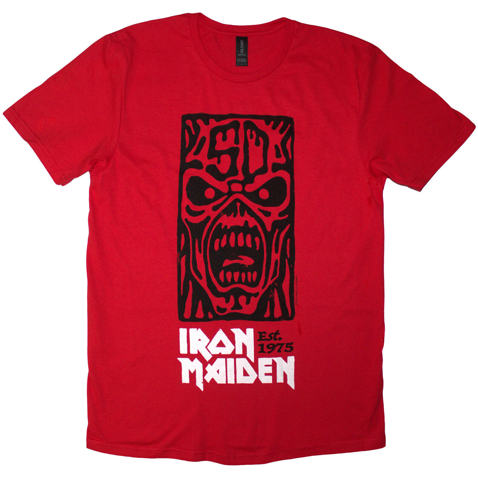 Tričko Iron Maiden Est. 1975 Stamp Logo Black Red XL Tričko