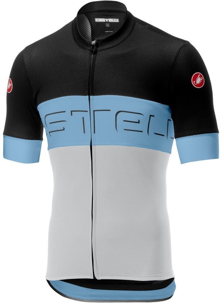 Cycling jersey Castelli Prologo VI Mens Jersey Black/Grey Blue/Ivory 3XL