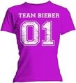 Justin Bieber Team Bieber (Skinny Fit) Fuchsia Pink S Ladies T-Shirt