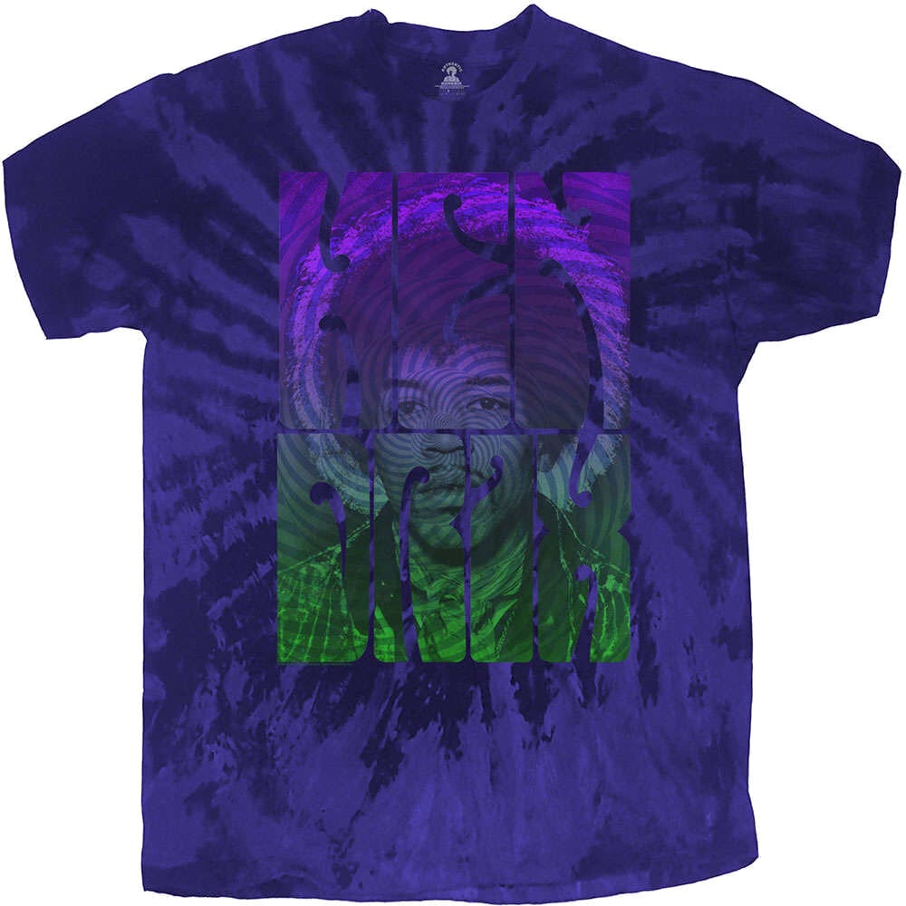 T-Shirt Jimi Hendrix Swirly Text (Wash Collection) Blue 2XL T-Shirt