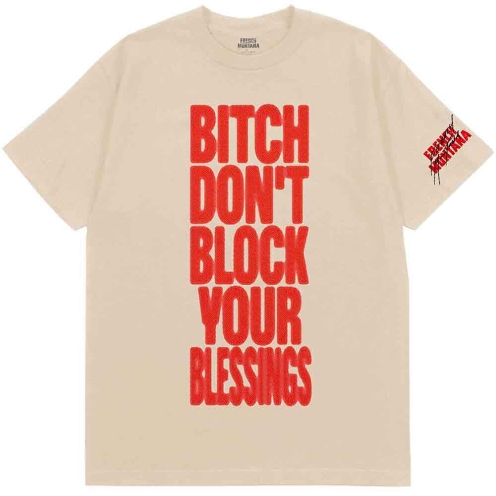 T-Shirt French Montana Don't Block Your Blessings (Back Print) Natural M T-Shirt